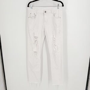 Marshall Women's Straight Leg Ripped White Jeans